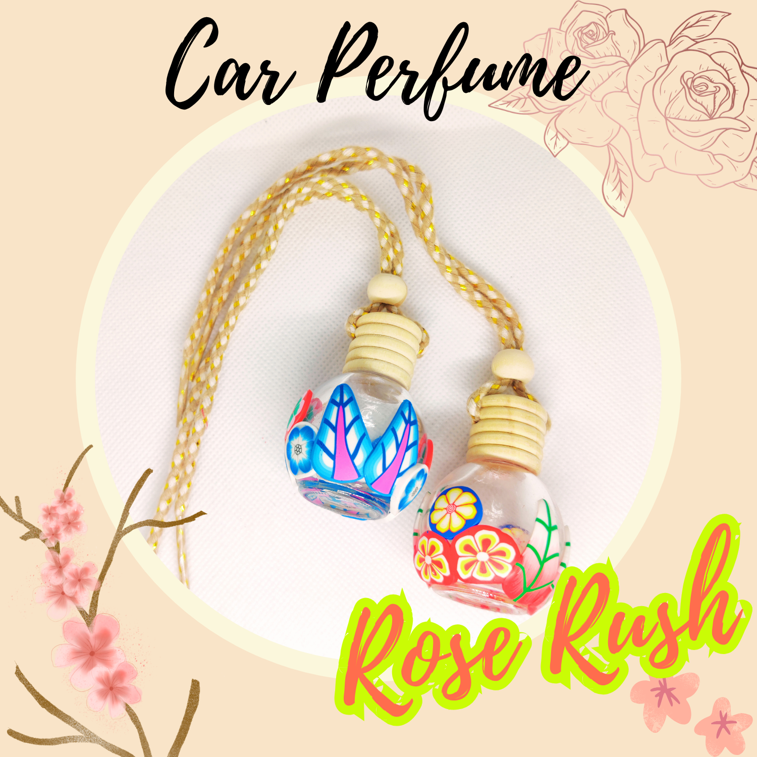 Hanging Pod Herbal Car | Home Freshener| Rose Rush