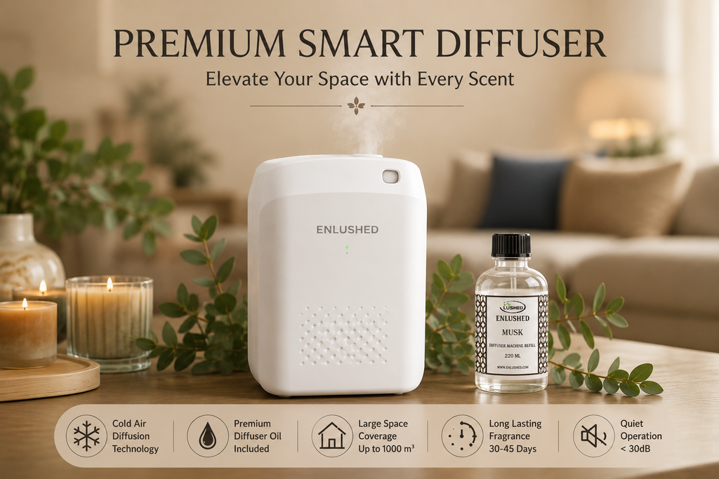 Enlushed Aroma Air Diffuser Machine with Bluetooth & Smart Scent APP Control for Office, Home, Hotel & Bathroom | Diffuser oil Included