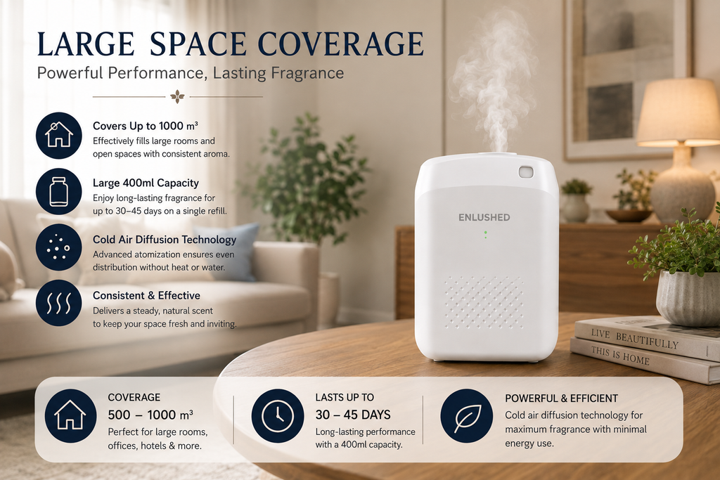 Enlushed Aroma Air Diffuser Machine with Bluetooth & Smart Scent APP Control for Office, Home, Hotel & Bathroom | Diffuser oil Included