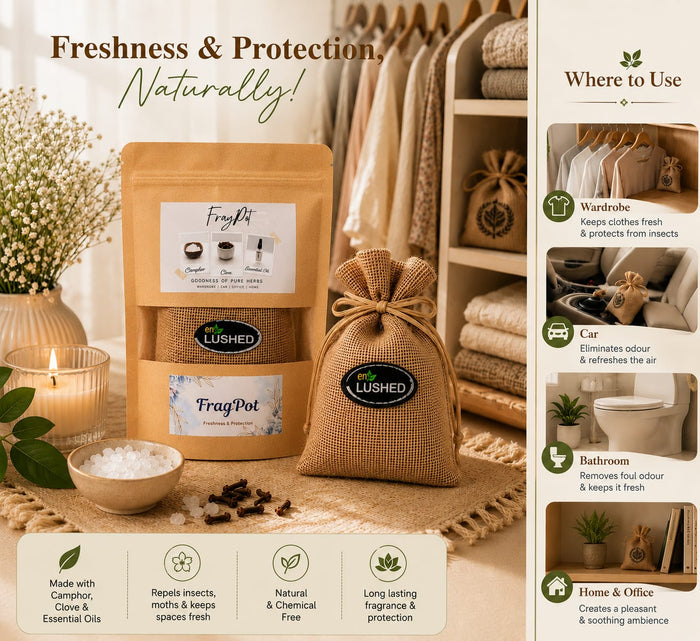 Fragpot Herbal Freshener – Camphor & Clove | Wardrobe | Car | Home | Bathroom