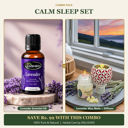 ENLUSHED Calm Sleep Set: lavender essential oil with lavender wax melts and electric diffuser