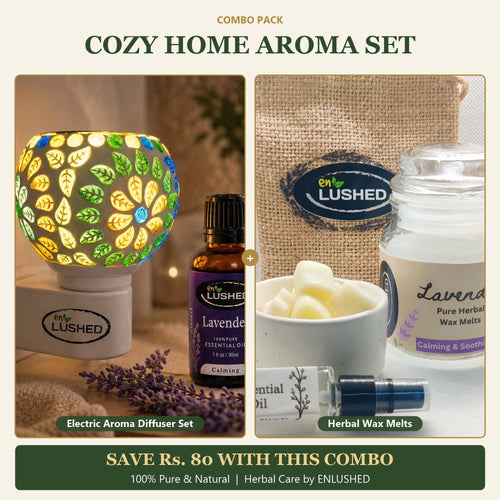 ENLUSHED Cozy Home Aroma Set with electric aroma diffuser set and herbal wax melts