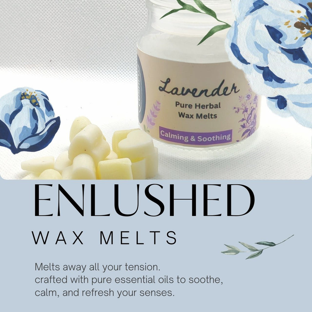 Enlushed herbal wax melts jar branding graphic with floral design