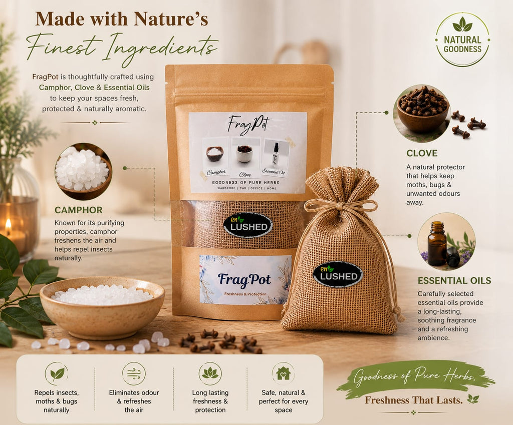 Herbal freshener for foul smell made with natural camphor and clove ingredients