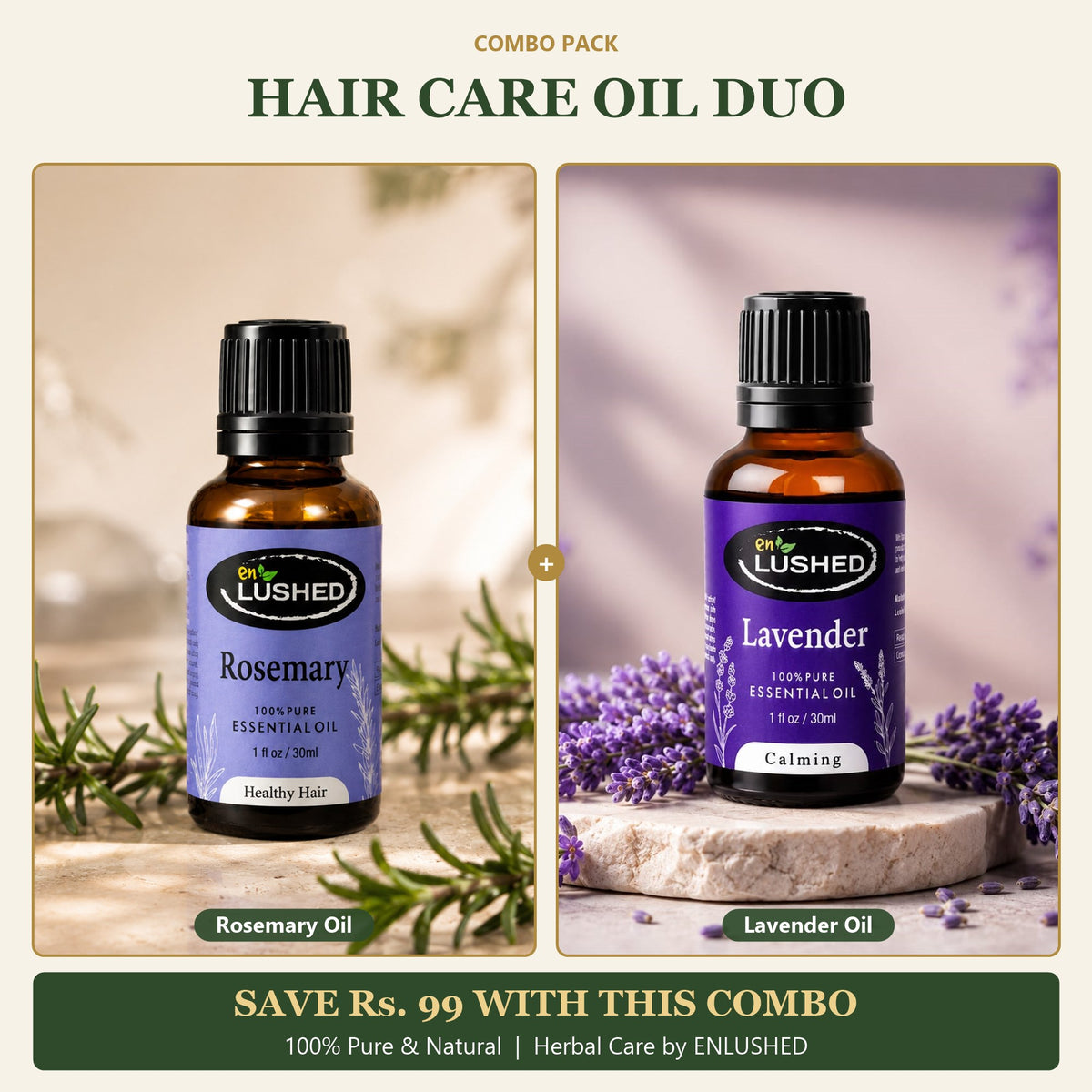 ENLUSHED Hair Care Oil Duo with rosemary and lavender essential oils