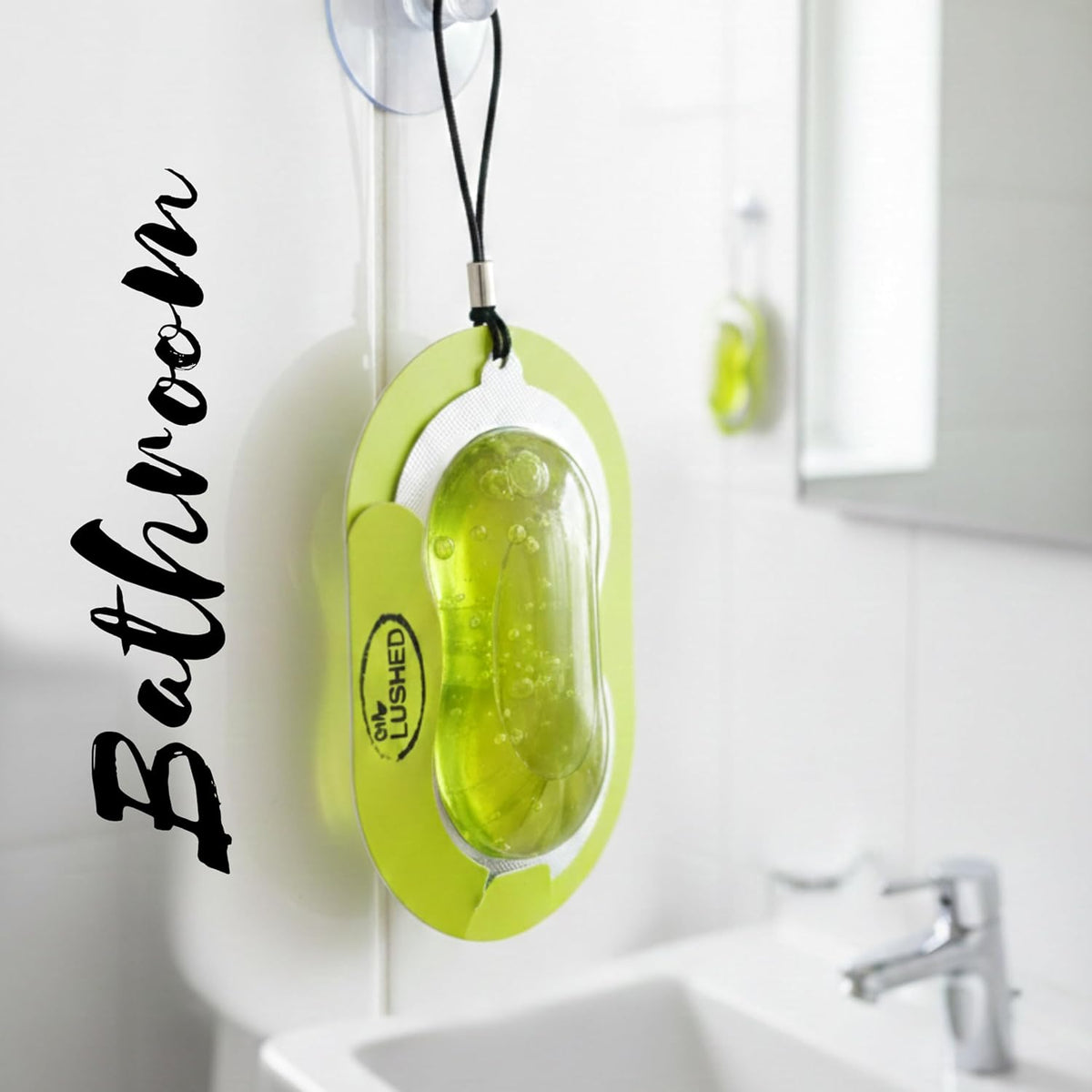 Gel air freshener for bathroom hanging near sink for long-lasting freshness
