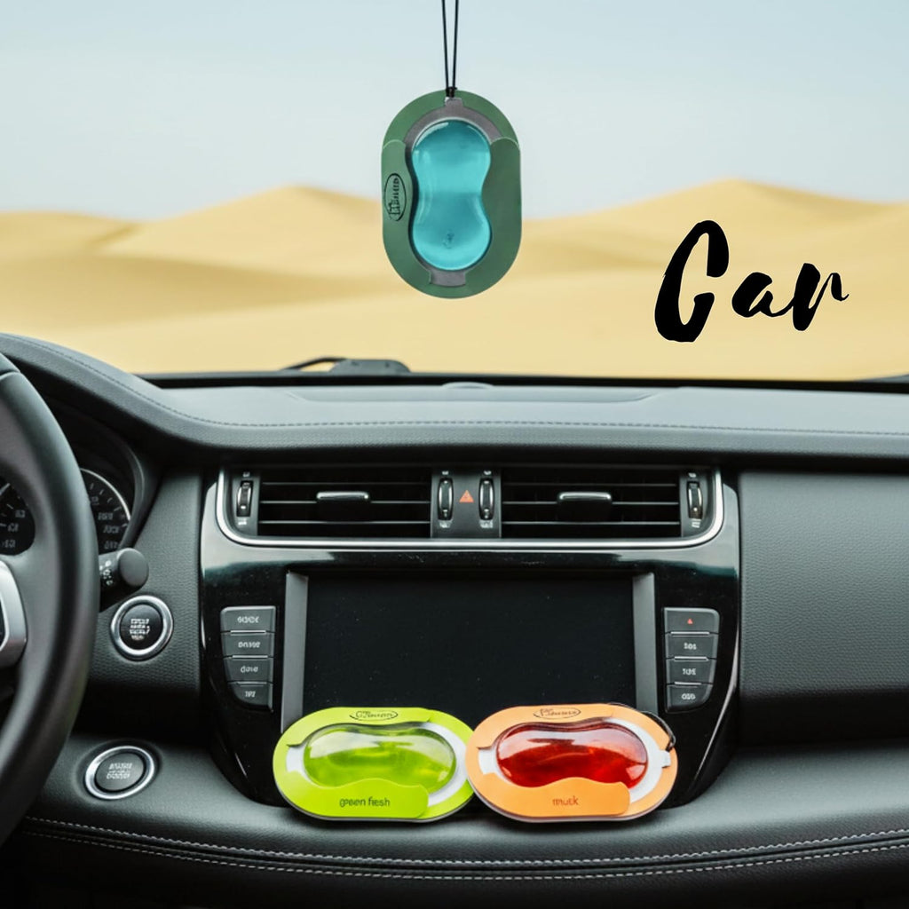 Spill-proof gel air freshener for car mounted on rearview mirror