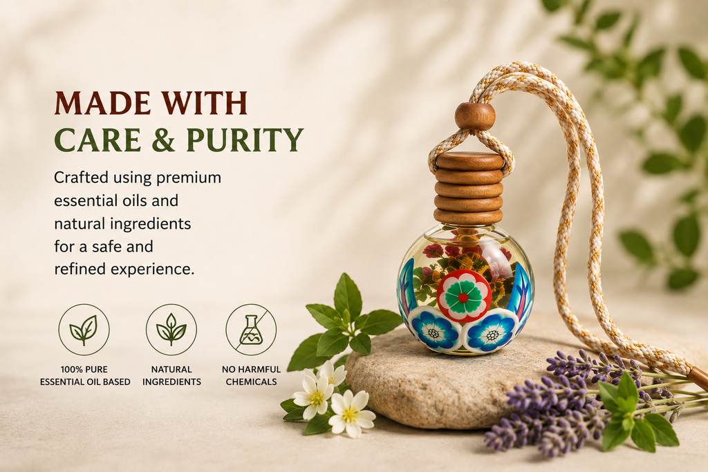 Natural essential oil hanging pod for car made with purity