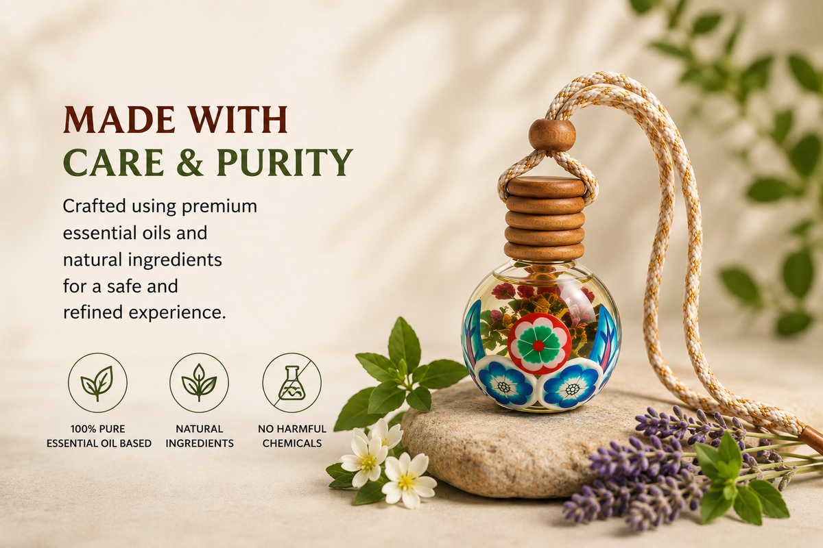 Natural essential oil hanging pod for car made with purity