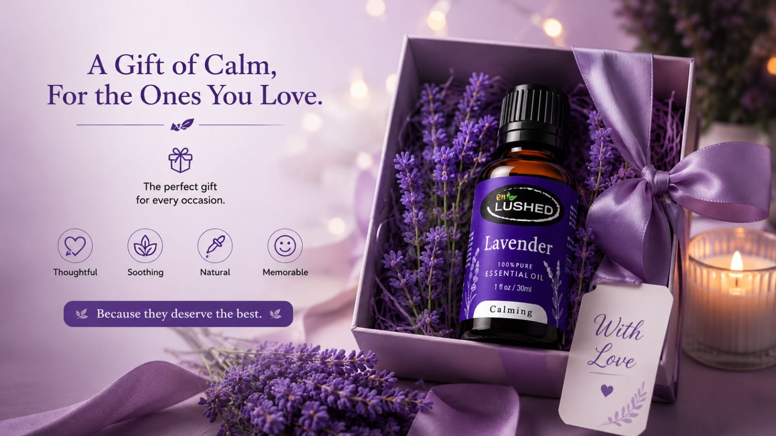 Lavender essential oil for sleep and insomnia gift set with candles