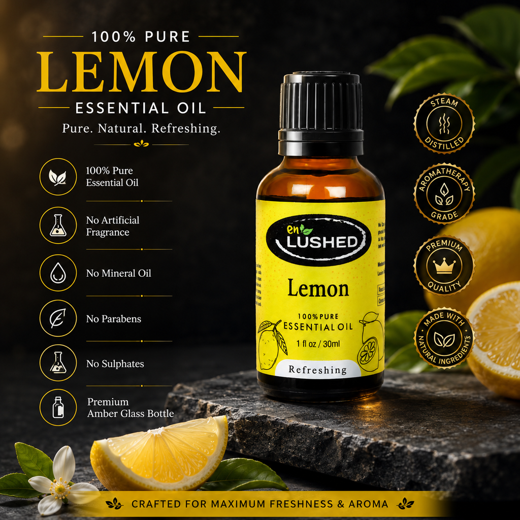 100% pure lemon essential oil, cold-pressed and natural