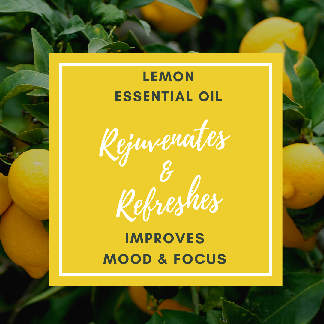 Lemon Home Fragrance oil graphic for mood and focus benefits