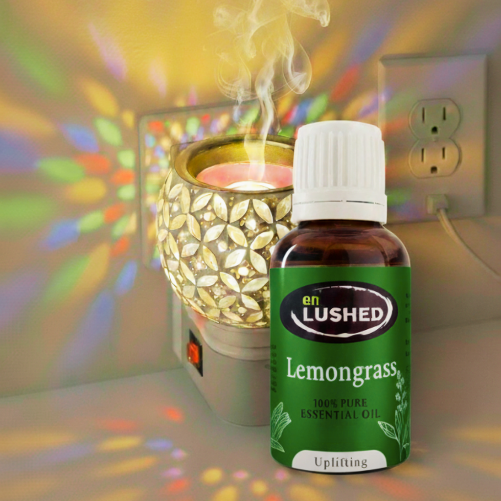 Lemongrass Essential Oil 30ml bottle with electric diffuser