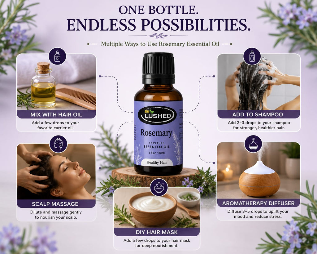 Rosemary Essential Oil for Hair & Scalp - endless uses for hair, skin & aromatherapy