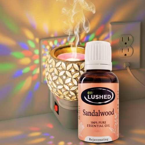 Sandalwood essential oil with electric aroma oil burner diffuser
