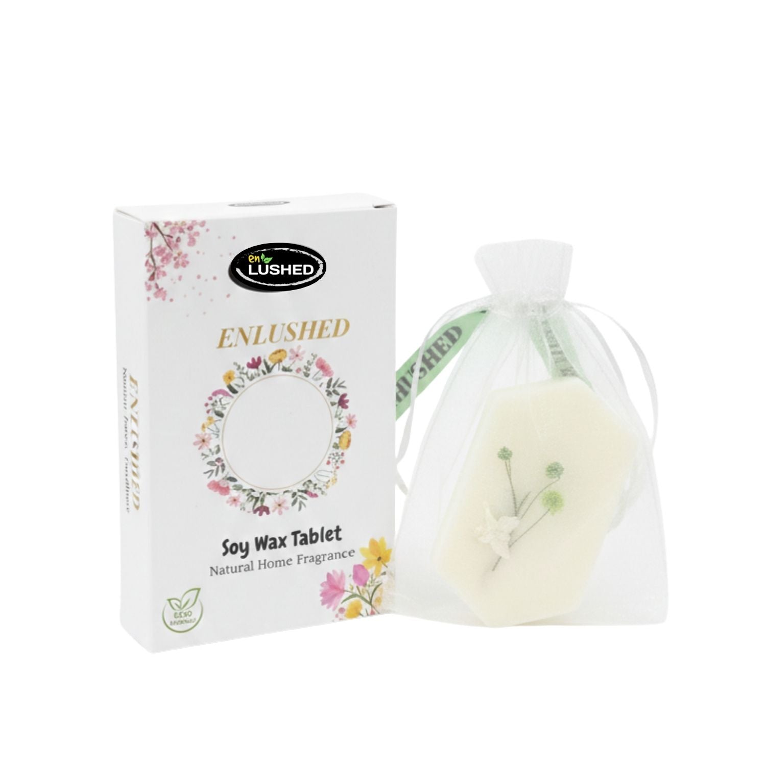 enlushed wax air freshener in branded pouch packaging