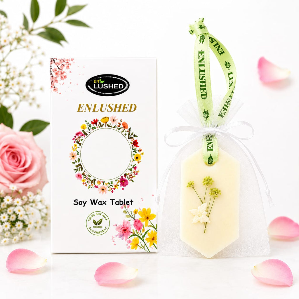 Natural wax air freshener tablet with ribbon, close-up variant